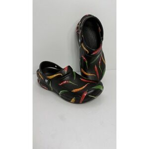 Crocs Bistro Clog Men 6, W 8- Black Slip On- Slip Resistant Strap- Chili Pepper